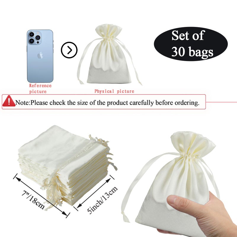 Generic Brands AKLVBL 30 Pack 5 x 7 Inches Beige Satin Gift Bags with Drawstring, Jewelry Drawstring Pouch, Wedding Favor Bags, Baby Shower Bags, silk bag - Image 2